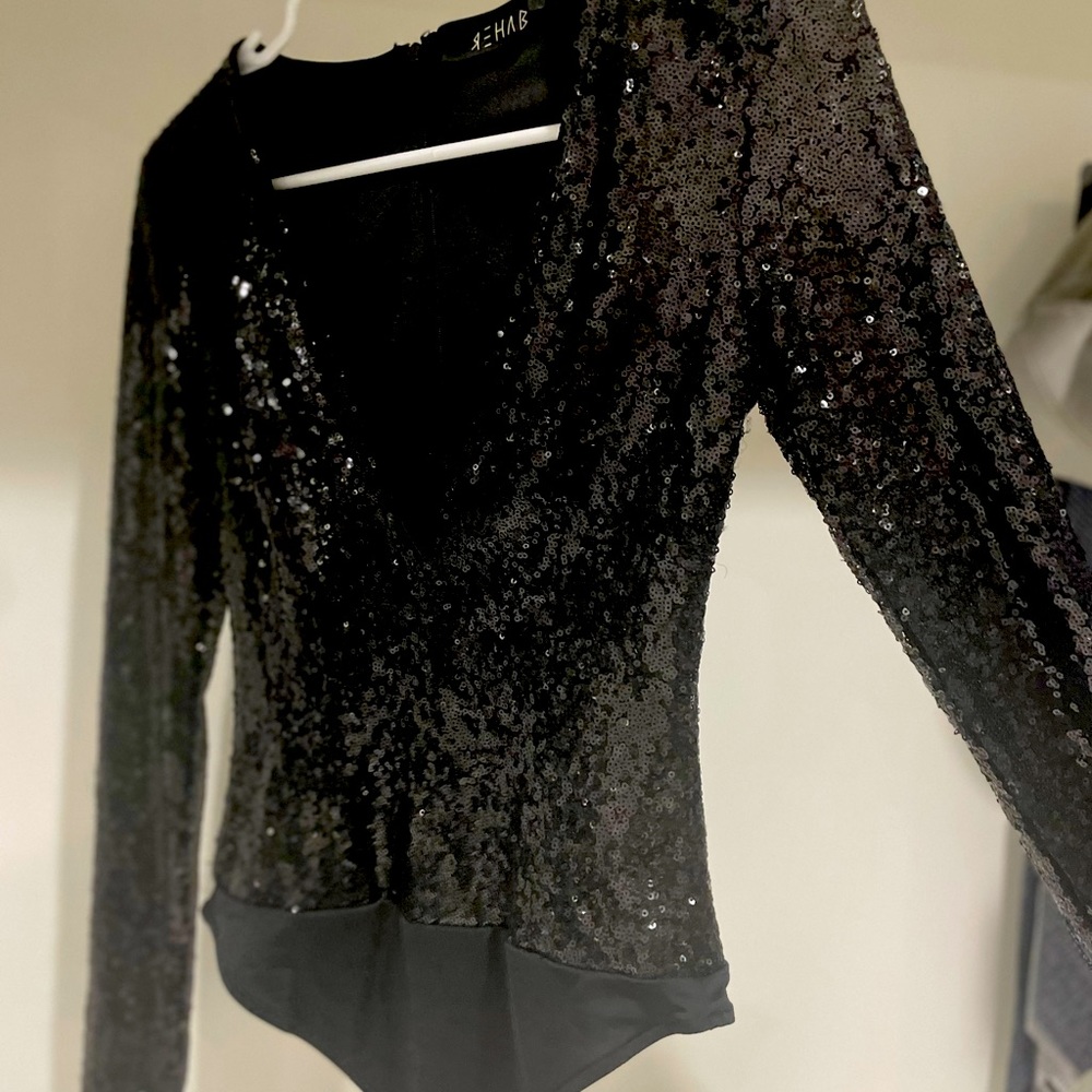 Black sequence body suit